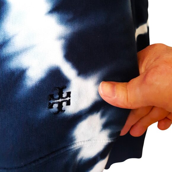 Tory Burch Sport Sweatshirt French Terry Tie Dye Ocean Mist Blue Small - Picture 7 of 9